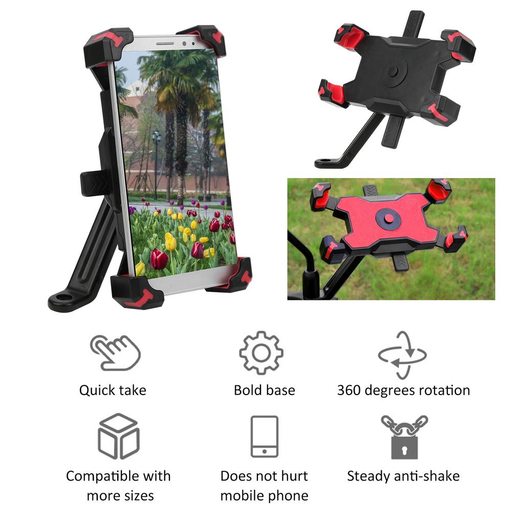 Bike Phone Stand Rotatable Navigation Locking Motorcycle Cycling Bracket Rearview Mirror
