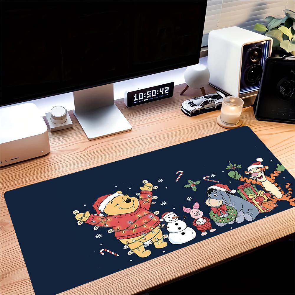 Christmas Winnie Pooh Friends Large Gaming Mouse Pad Nonslip Rubber Base Waterproof Desk Mat For Office Pc Laptop