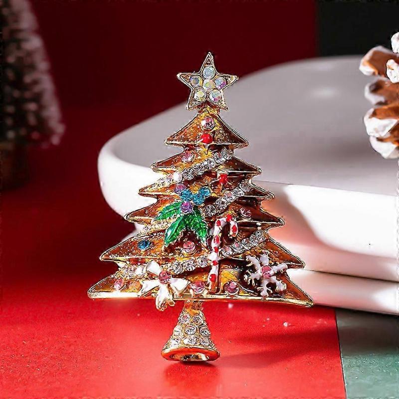 Fashionable Christmas Tree Brooch, Suitable for Pairing with Rhinestones, All-around Christmas Crystal Brooch, Creative Holiday Elements, Green
