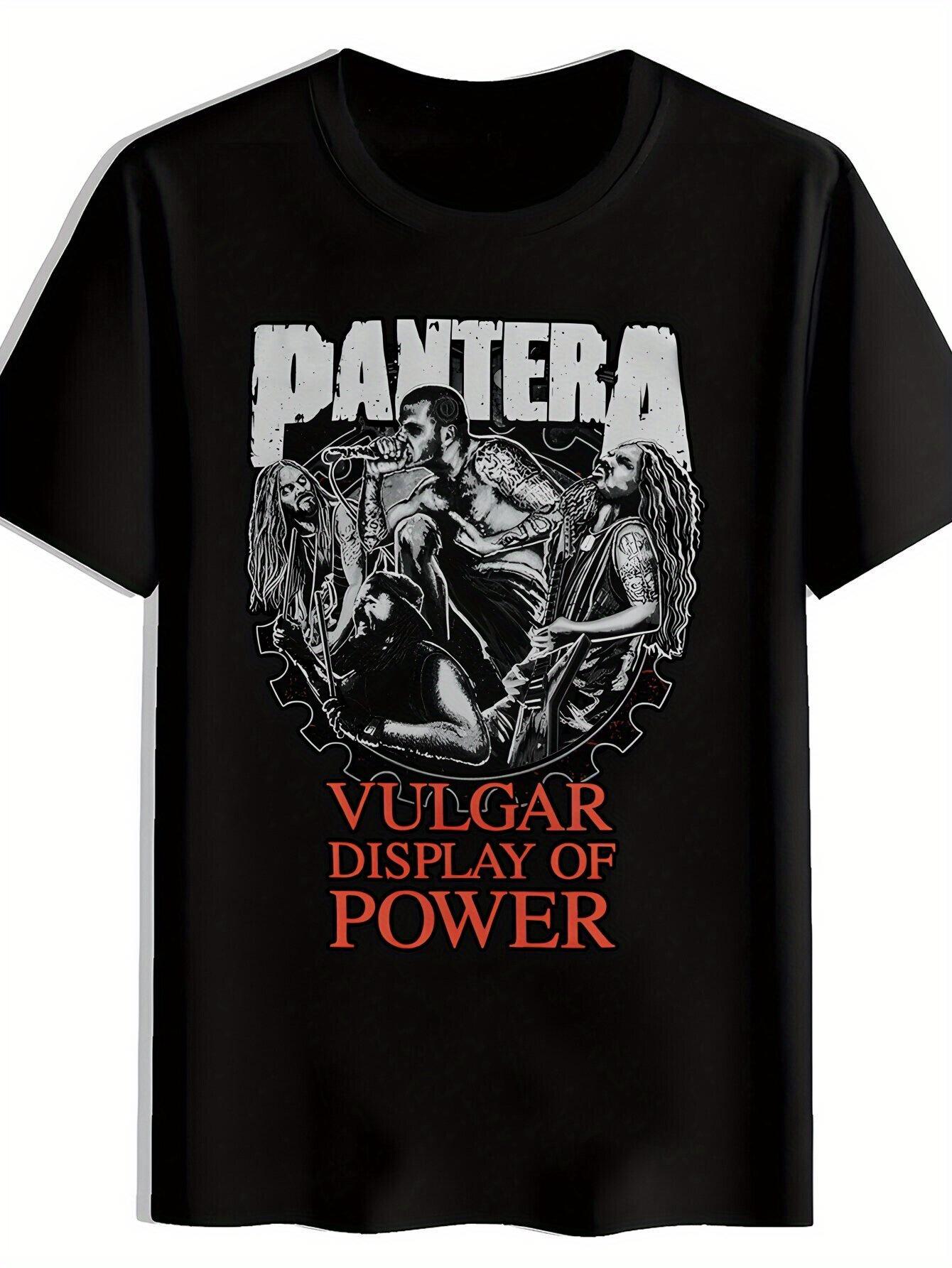 [Pantera Rock Tee] Pantera Vulgar Display of Power Vintage Rock Band Graphic T-shirt | Black Short Sleeve Round Neck Tee XXXXL