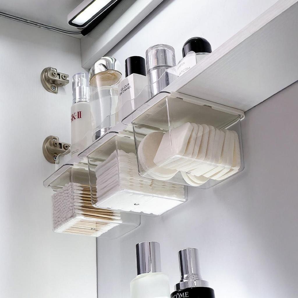 Transparent Bathroom Mirror Cabinet with Bottom Drawer for Cotton Swabs and Pads