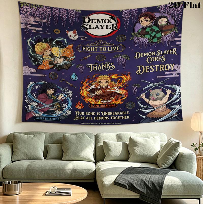 Arazzo da Parete Demon Slayer Appeso Estetico alla Parete Coperta in Tessuto Stampato Arazzi Decorativi per Camera da Letto Soggiorno Decorazione per la Casa