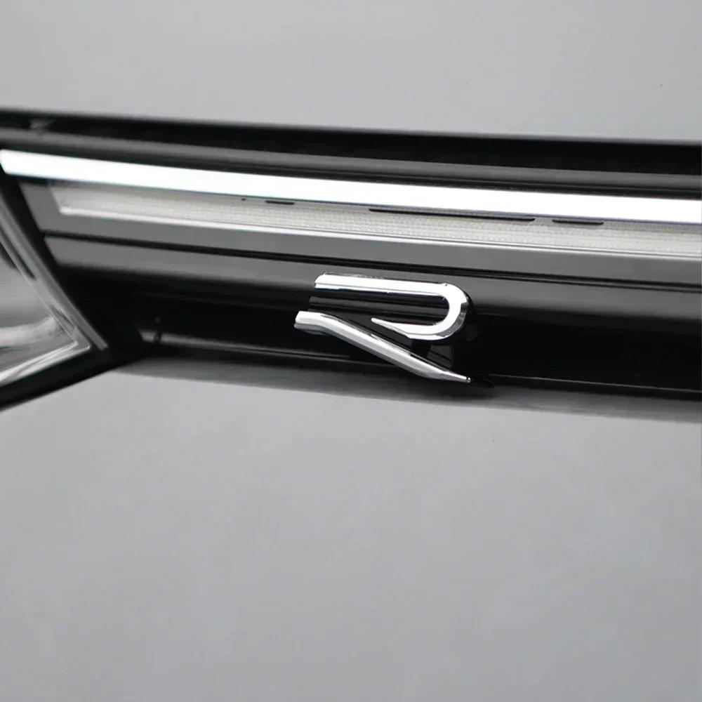 1pcs R Logo Car Front Grille Trunk Emblem Sticker For Volkswagen VW Golf 6 7 8 Passat CC MTM Blue Motion Caddy Polo Jetta B6LP9