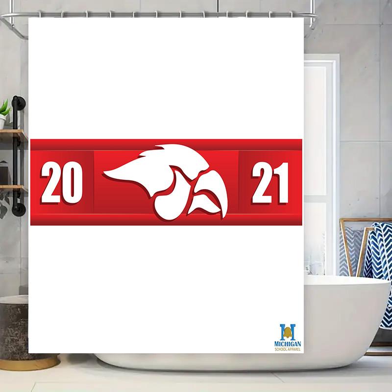 

Red White Shower Curtain With Michigan Wolverines Football 20-21 Season Logo Sports Decor For Bathroom Accessories Set Home Deco W60H190(CM)-1 Pcs