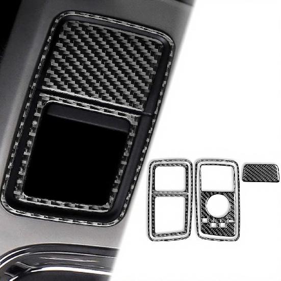 Carbon Fiber Headlight Switch and Air Vent Trim for Dodge RAM 1500 2500 3500 2013-2018,Dashboard Light Control Panel & AC Outlet Frame Sticker