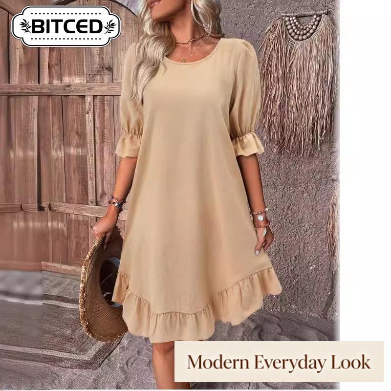 BITCED Women's Fashion Casual Solid Color Print Short Sleeve O-Neck Blouses & Shirts