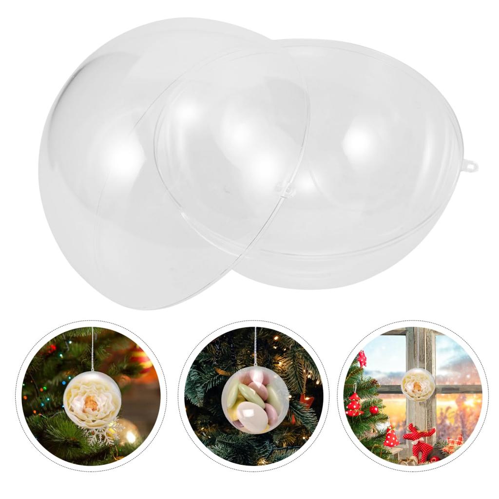 STOBAZA 16cm Clear Plastic Ball Capsule, Christmas Ornament, Refillable, DIY Christmas Decoration