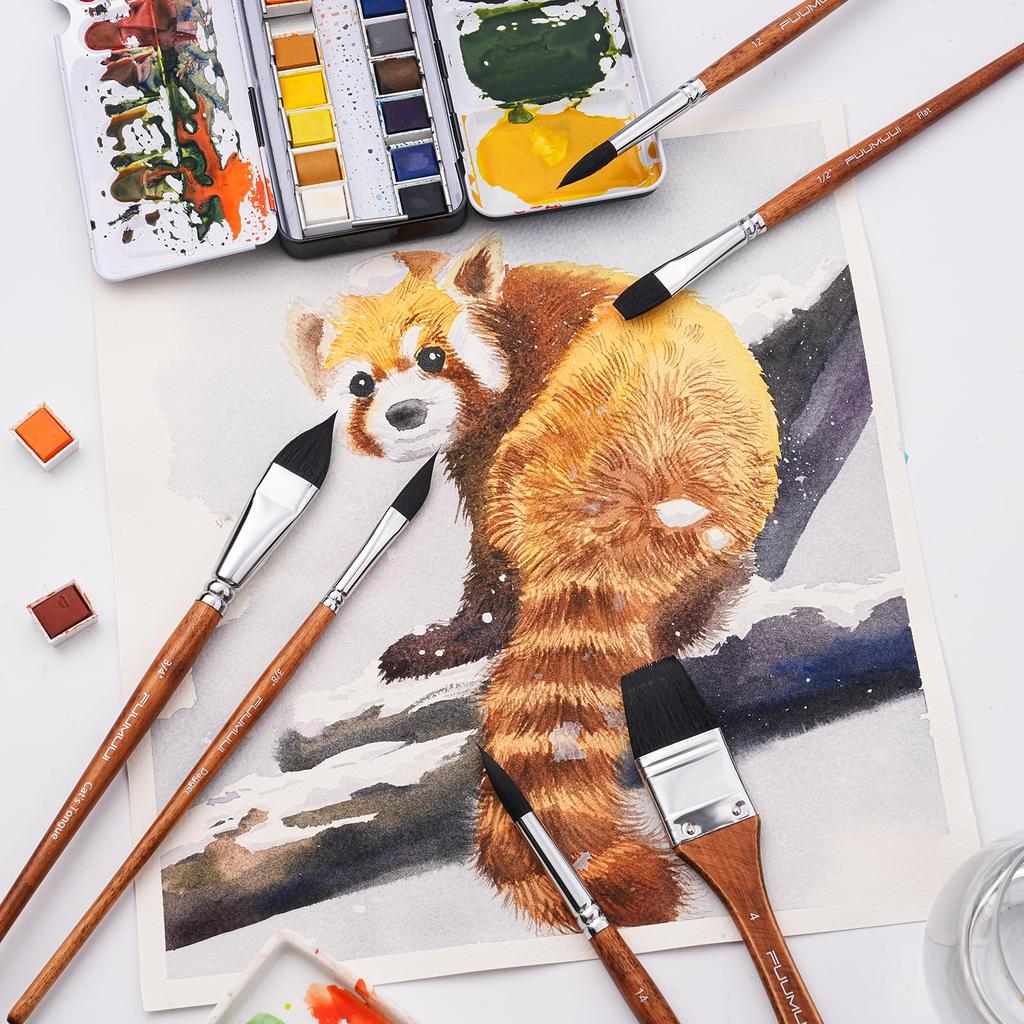 Watercolor brush set, professional grade, soft synthetic squirrel hair brushes, 10 brushes, watercolor, versatile, for beginners to professionals, sch