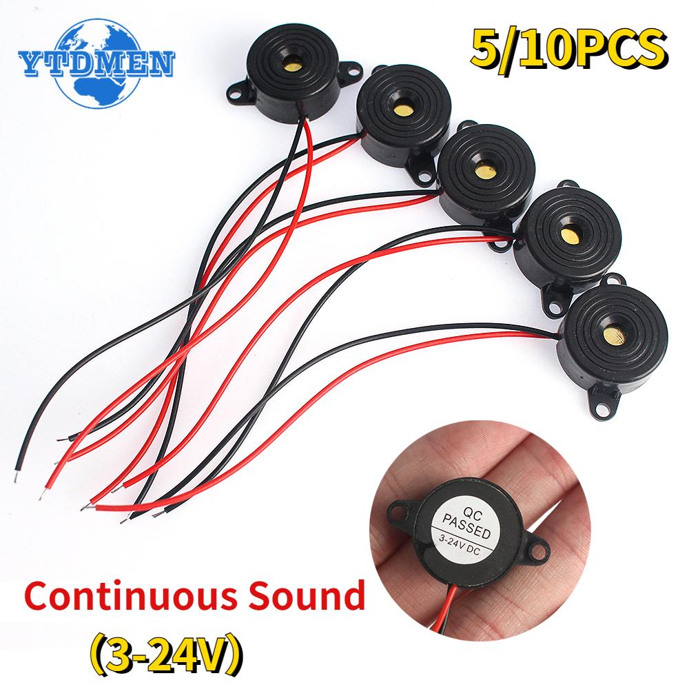 5PCS High Decibel Buzzer SFM-20B DC 3-24V Continuous Sound Buzzer 2312 Active Piezo Buzzers, for Arduino Car