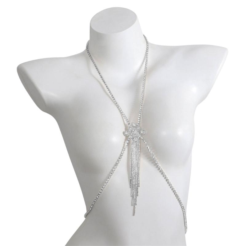 Rhinestones Chest Chain Body Chain Jewelry For Evening Gowns Formal Occasion Women Body Jewelry Evening Party Accessory