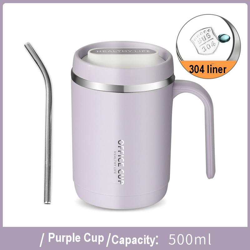 500 ml Edelstahl-Kaffeetasse mit Deckel, kreativer PP-Liner, tragbarer Trinkbecher, Milchkaffeetasse, Geschenk für Küchentrinkgeschirr
