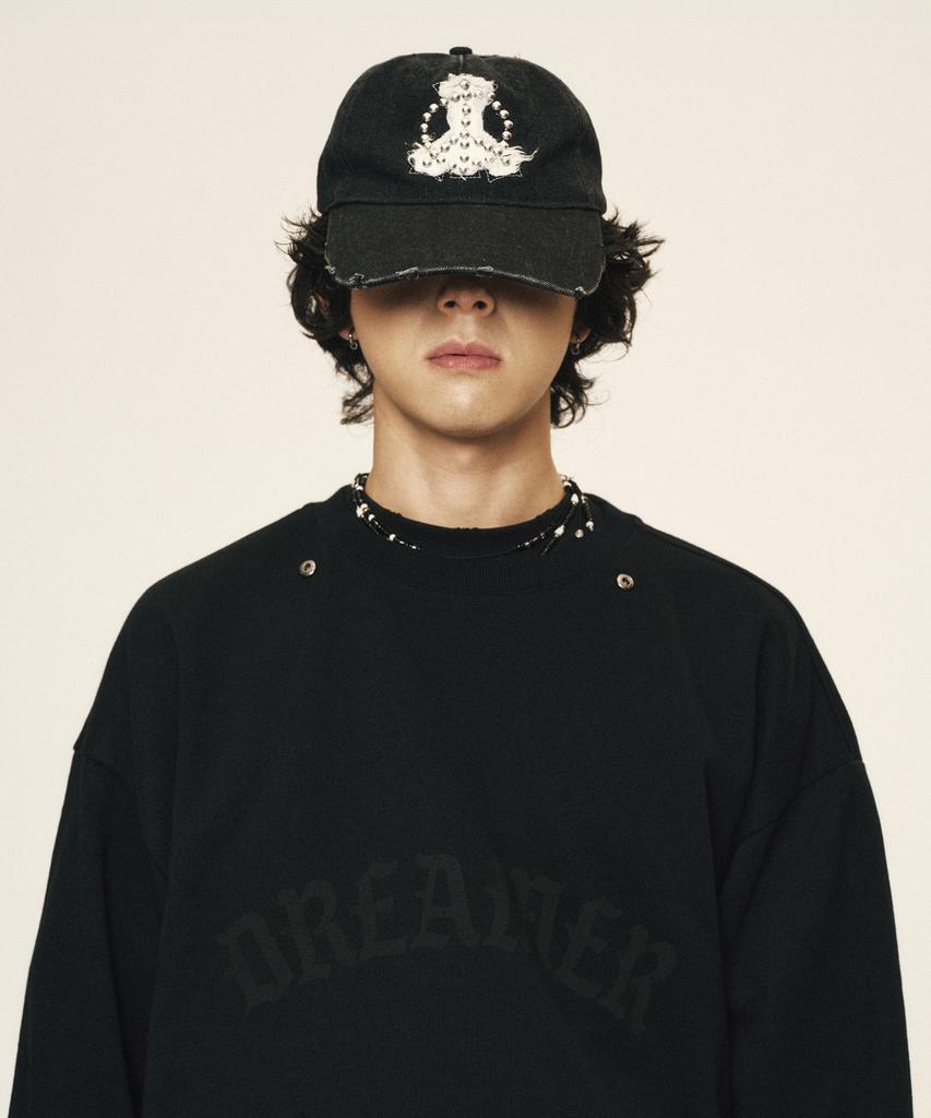 Kodeu Peaceful Stud Patch Cap_Bk Denim