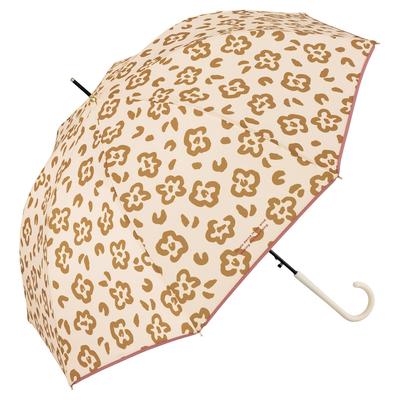 Petal Breeze Long 58cm Geeignet für Regen oder Leopard Perfekt für oder Jede WPC. Regenschirm, Beige, Rippen, Groß, Sprungfreundlich, Glänzend, Blumig, Retro, Niedlich,