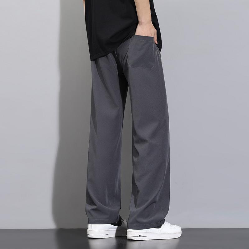 Ice Silk Pants for Men's Summer New Draped Straight Trousers Loose Wide-leg Spring and Autumn Thin Casual Trousers