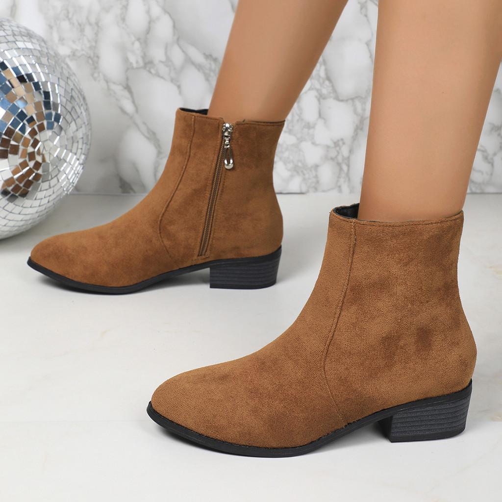 Fashionable 2024 Autumn Plus Size Women's Suede Martin Boots With Side Zipper
