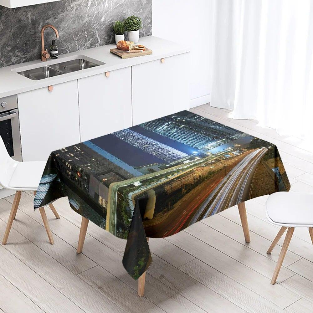 World Famous City Night Scene Tablecloth Wedding Party Restaurant Table Decoration Waterproof Kitchen New Home