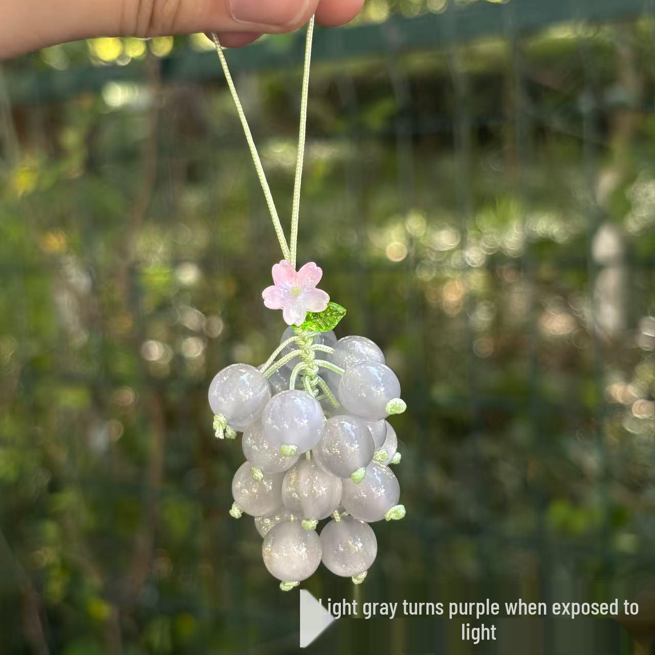 

2025 Summer Green Grape High Pendant - Glass Rope Chain for Key, Bag, or Car Décor