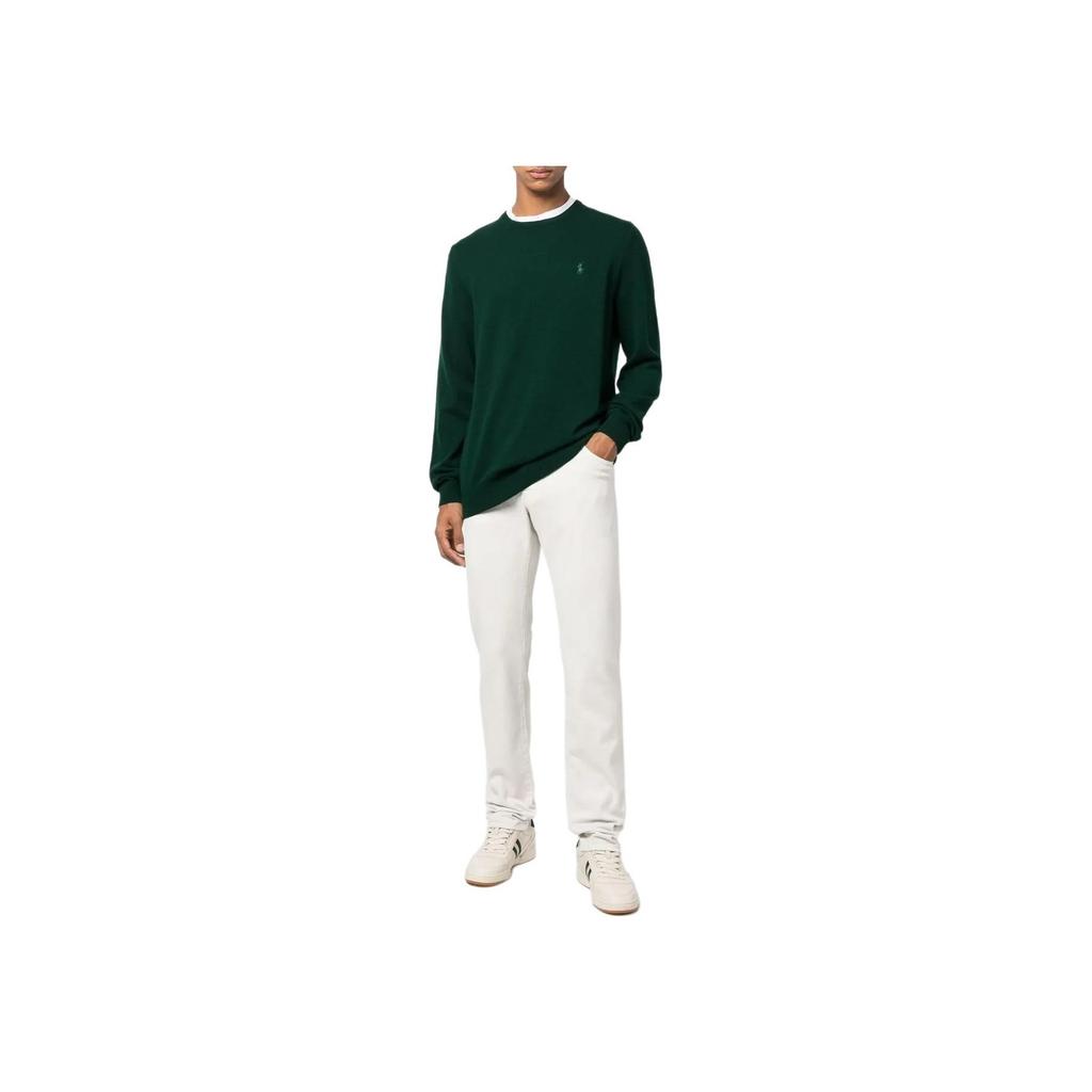 Polo Ralph Lauren Solid Logo Embroidered Casual Crew Neck Sweater Men Sweater Dark-Green 710876714002