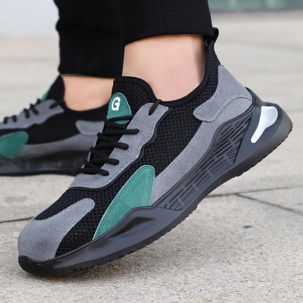 Buty robocze Buty odporne na zużycie Buty męskie ze stalowym noskiem Antyzgnieceniowe, Przeciwprzebiciowe, Oddychające i Deodorujące Buty na budowę