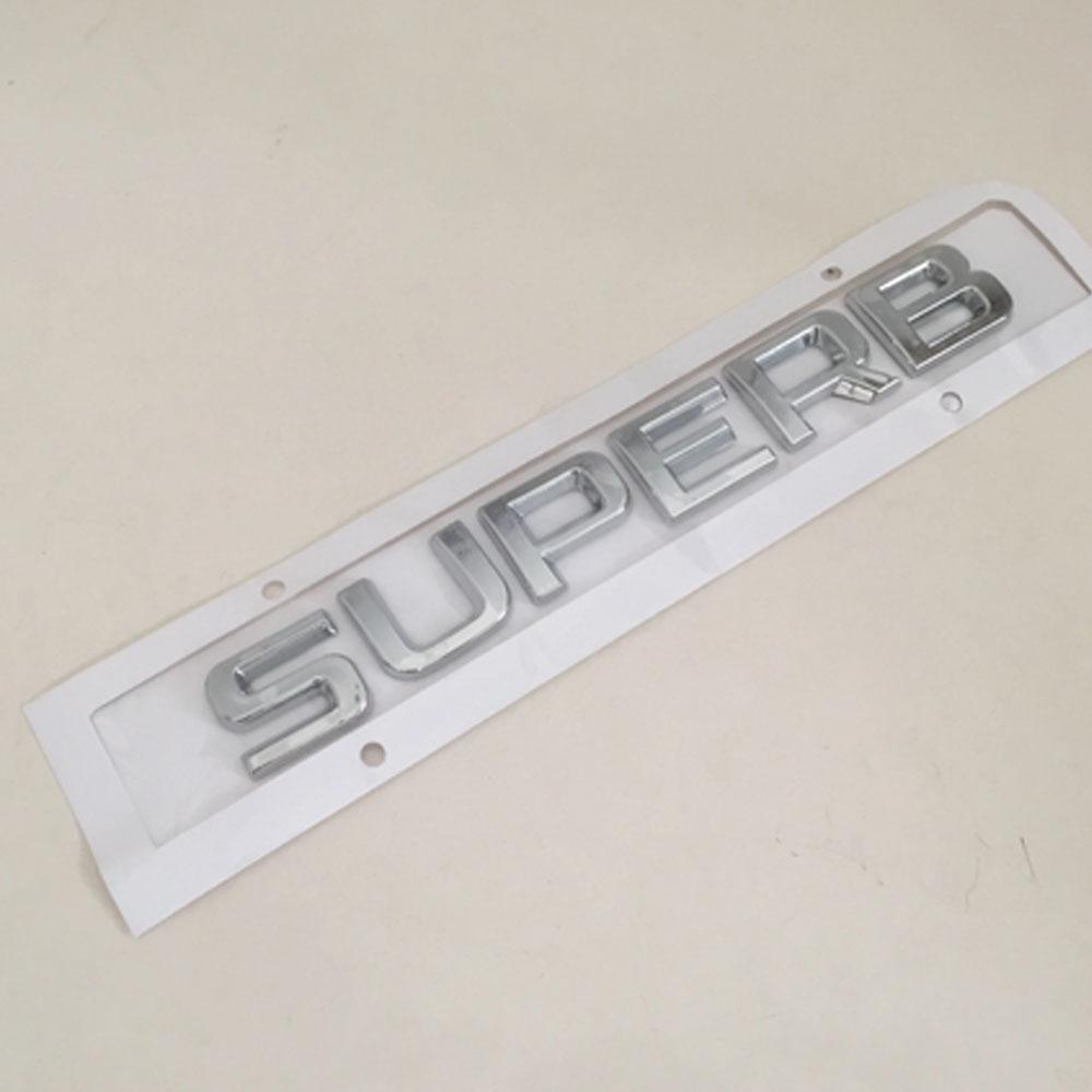 AAAIY1 For Skoda Superb Lettering Car Fashion Decorate Flat Badges Superb Emblem Sticker Black Gloss&Silver Accessories New