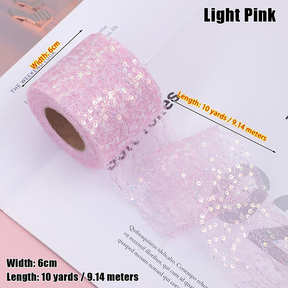 1Roll Party Decoration Sequin Ribbon Roll Seersucker Embroidery Organza Headdress Bow Material Coloful 10Yards 6cm