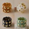 Handmade Craft Geometric Round Resin Bangle Elastic Rope Rivet Bracelet  Gift Jewelry