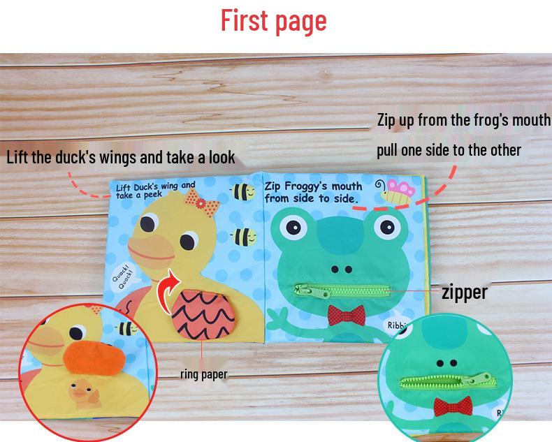 Multifunctional Tear-Proof Cloth Book: Educational Baby Rattle & Enlightenment Toy