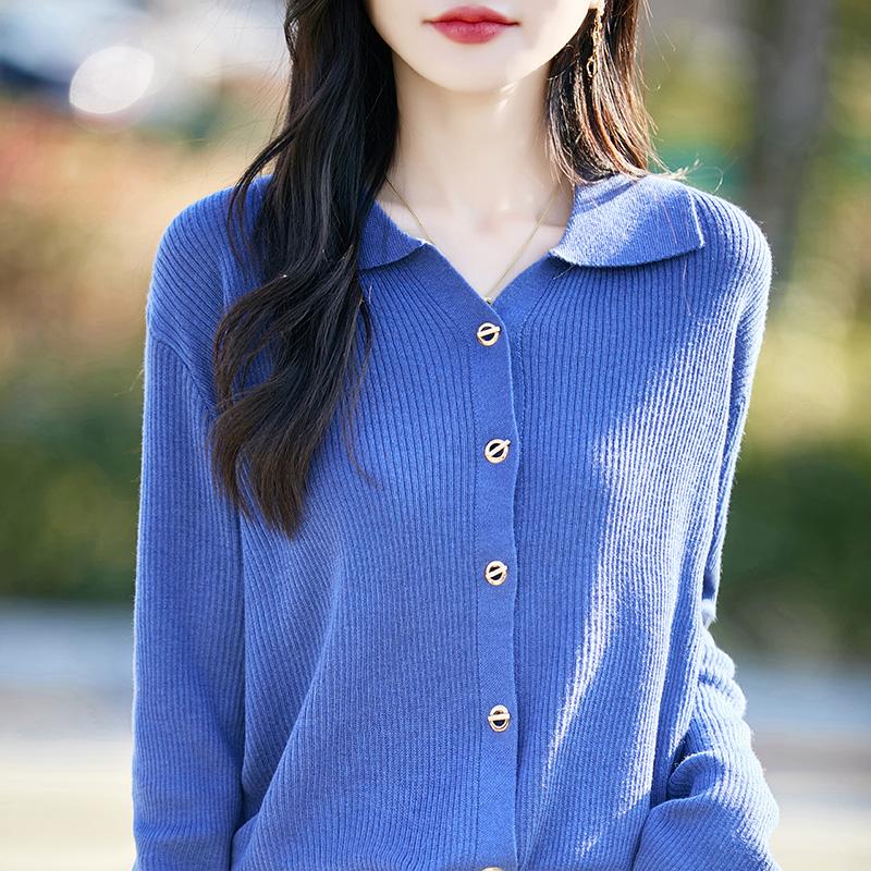 Women's Lightweight 50% Wool 50% Mulberry Silk Cardigan - 4-Season Versatile Knitwear for All-Year Comfort & Style