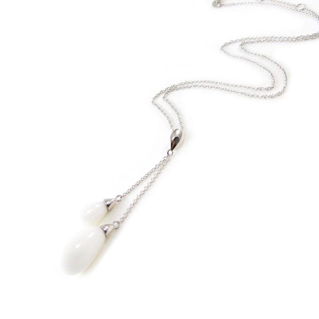 Les Trésors De Lily [I9894] - White 'Eva' Silver Necklace