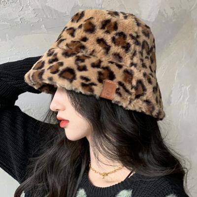 Retro leopardí plyšový klobouk, podzimní a zimní, dámský teplý plyšový klobouk