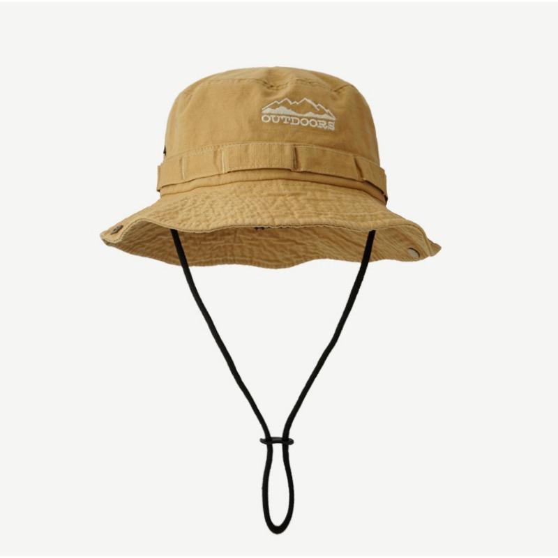 Japanese Retro Outdoor Drawstring Hiking Hat Men and Women Spring and Summer Sun Protection Sun Hat Casual Versatile Western Fisherman Hat