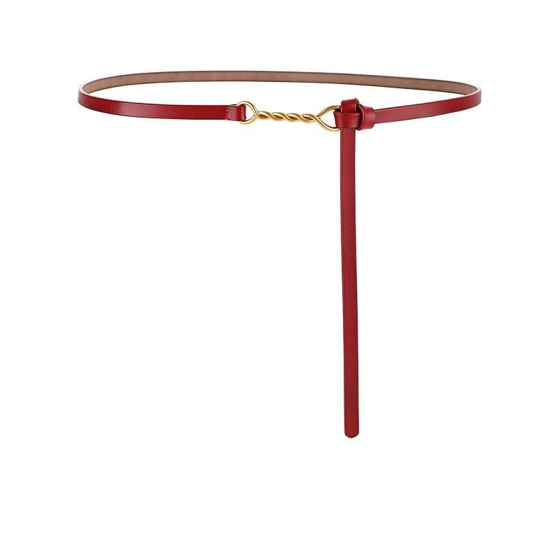 Genuine Leather Womens Slim Belt With Metal Buckle For Office And Casual Wear