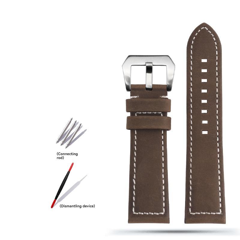 23mm Vintage řemínek pro Zenith Pilot 29.2430 Bronzový řemínek z hovězí kůže pro letce Retro matný pásek Náhradní náramek Černý Hnědý