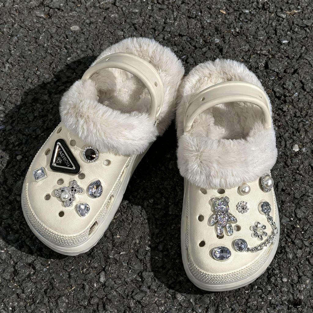 2025 Winter Plus Velvet Cotton Slippers, Outdoor Closed-Toe, 5cm Height Boost