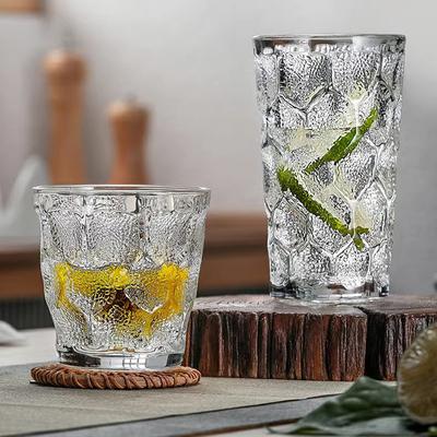 Tazza in vetro con motivo a rombi in rilievo, per donna e uomo, estiva, per uso domestico, in vetro, per bevande, tazze a nido d'ape, senza manico, per acqua