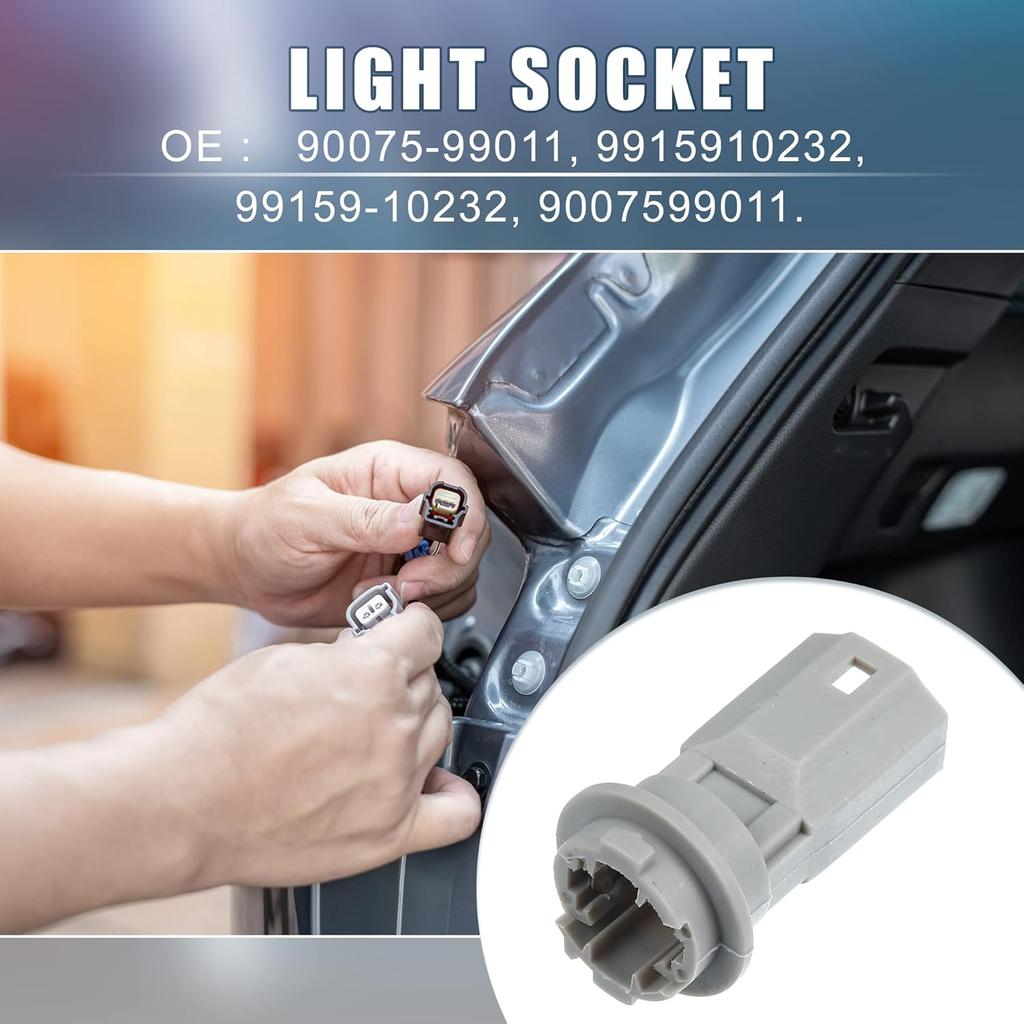 License Plate and Rear Side Marker Light Bulb Socket Connector 90075-99011 for Toyota Land Cruiser Base 98-18 for Toyota Prius 04-15 for Toyota C-HR