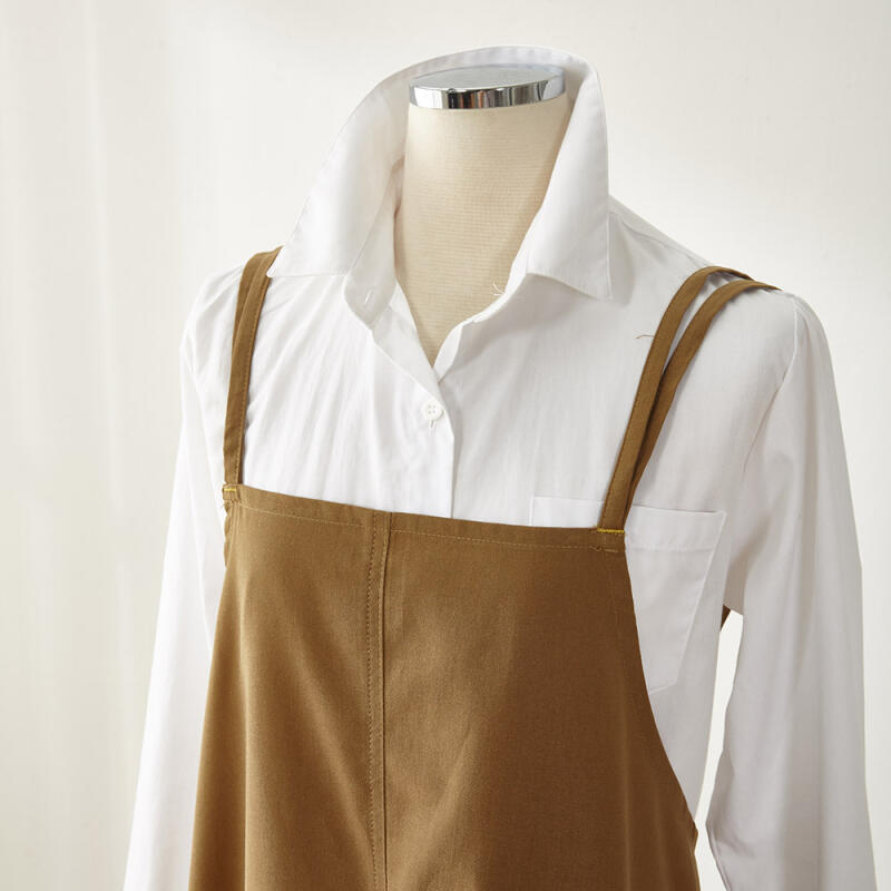 Luna Header Pure Cotton Long Waterproof Apron Pink Brown pink brown