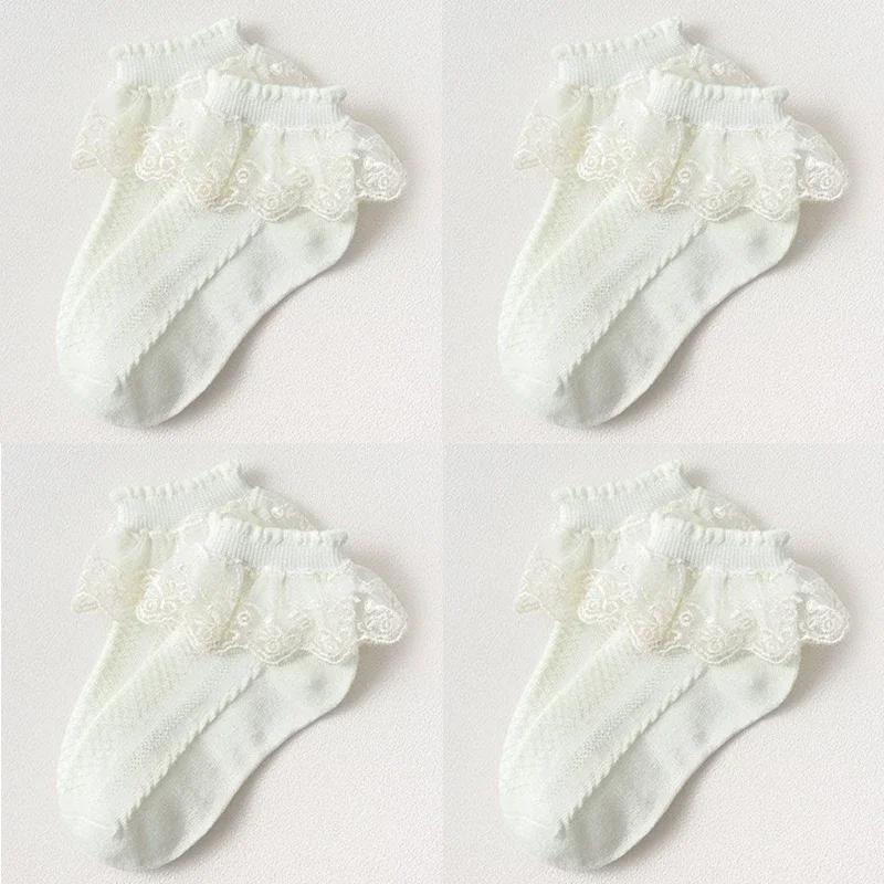 Mesh Socks Breathable Cotton Lace with Ruffle Princess Children Ankle Short Sock White Pink Yellow for Baby Girls Kids Toddler
