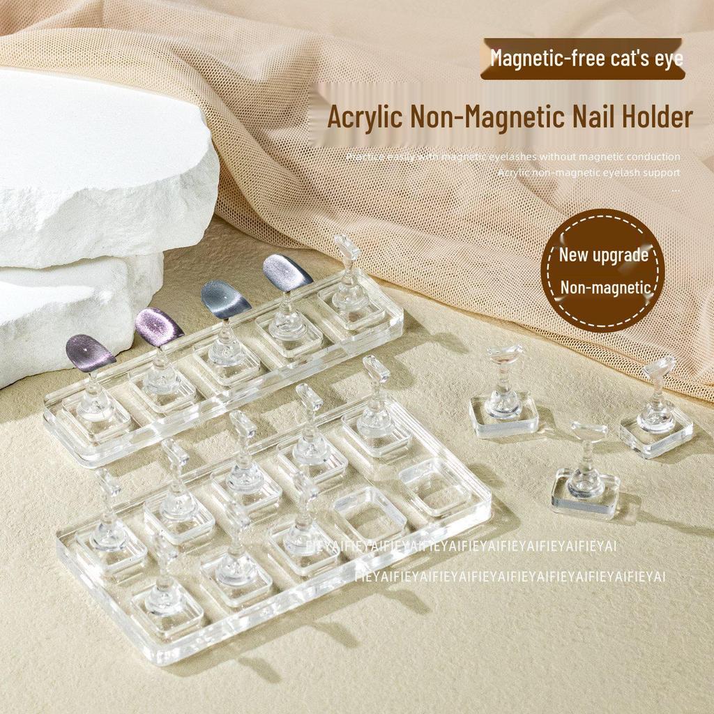 Non-Magnetic Nail Art Finger Cots: Cat Eye Acrylic Practice Base & Wearable Nail Pattern Stand