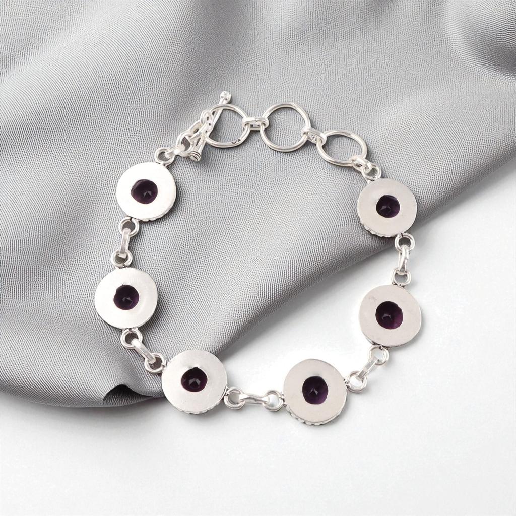 Amethyst Gemstone 925 Sterling Silver Handmade Jewelry Adjustable Bracelet 7-9" RB-17-5