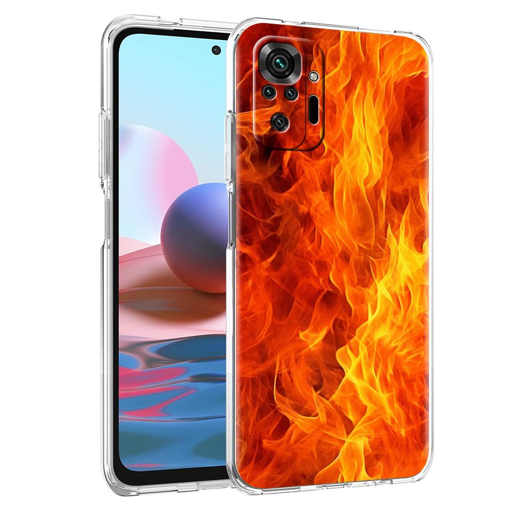 Phone Case For Xiaomi Redmi Note 15 14 5G 13 12 10 11 Pro Plus 4G 14C 13C 12C Soft TPU Cover Flame Pattern