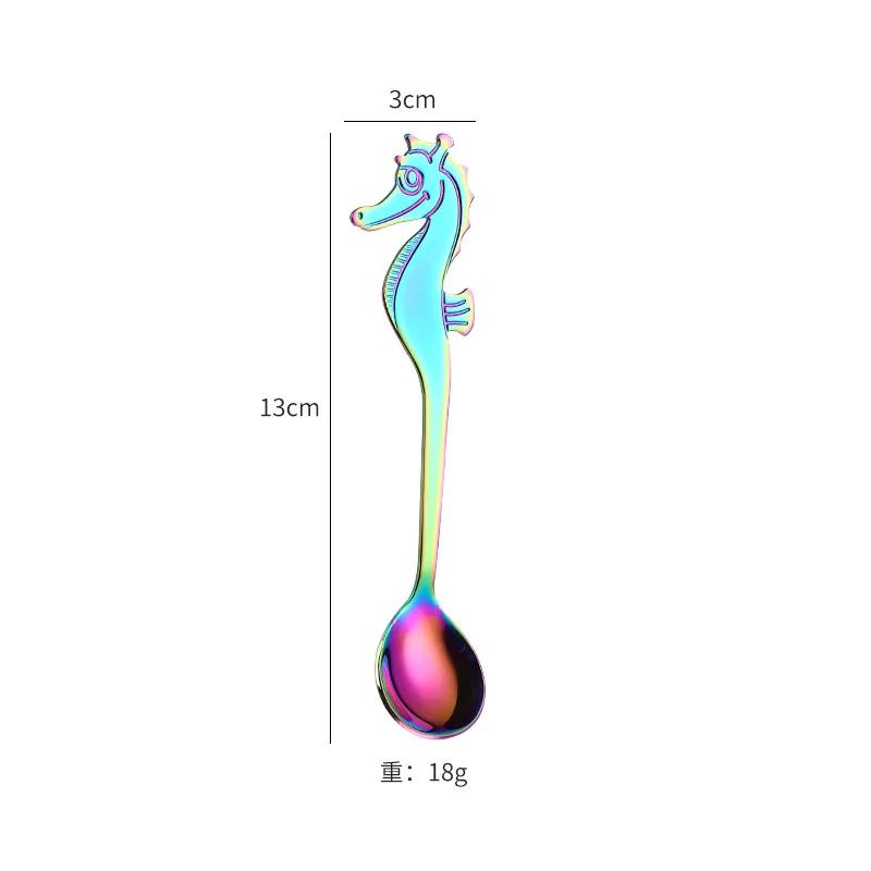 

Креативная кофейная ложка в форме морского конька из нержавеющей стали, подвесная чашка, ложка для перемешивания, многоцветные специальные ложки с титановым покрытием Muticolor