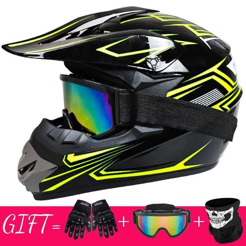 Full Face Mountain Bike Helmet With Goggles Gloves Mask Downhill MTB Trail Riding