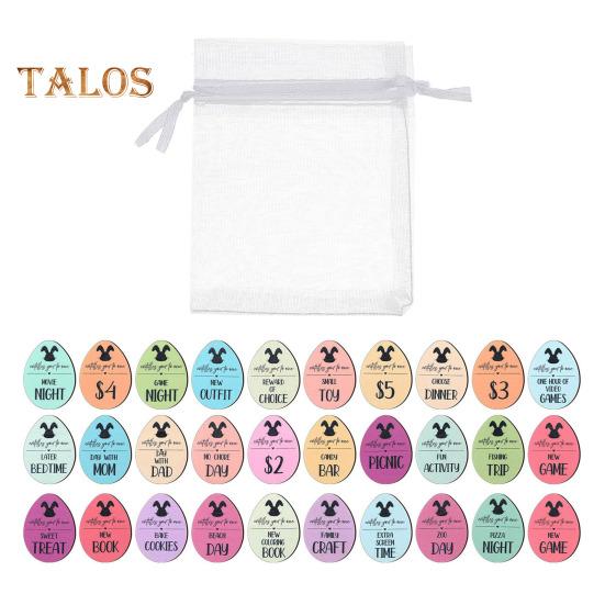 

Набор из 30/60 деревянных пасхальных яиц с подарочным пакетом, 30 различных выгравированных высказываний, пасхальный кролик, наполнитель для корзины, многоразовые позитивные награды, пасхальная вечеринка 30PCS