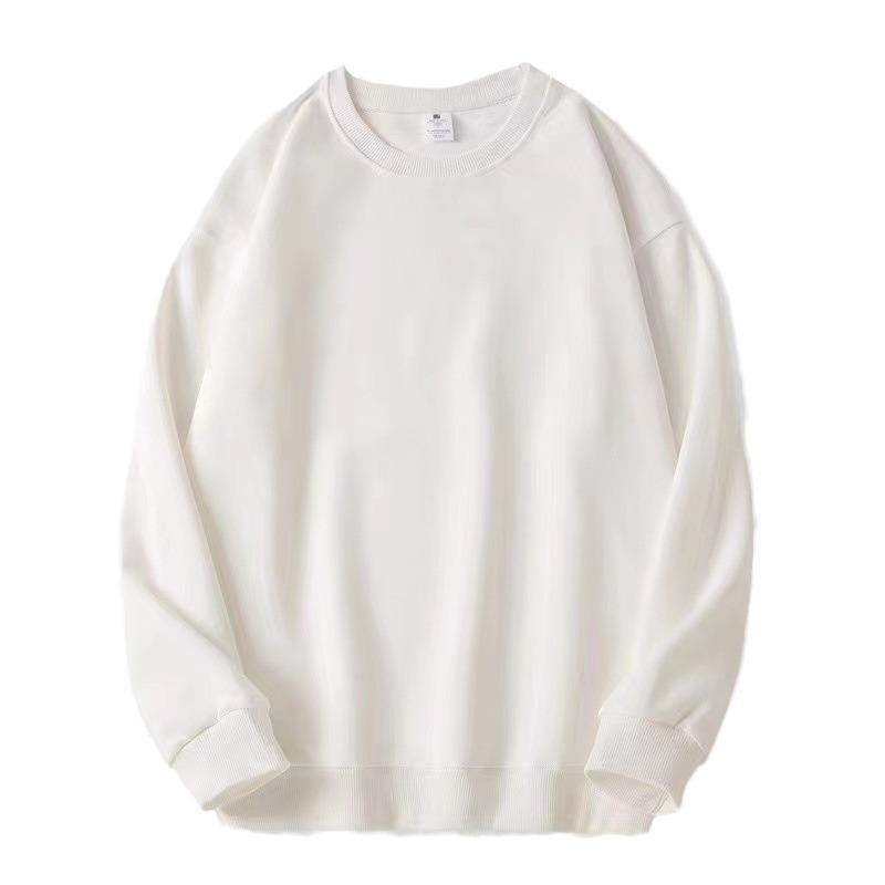 Unisex Heavyweight Cotton Sweatshirt, 300g, Long-Sleeve, Round Neck, Plus Velvet, Solid Color.