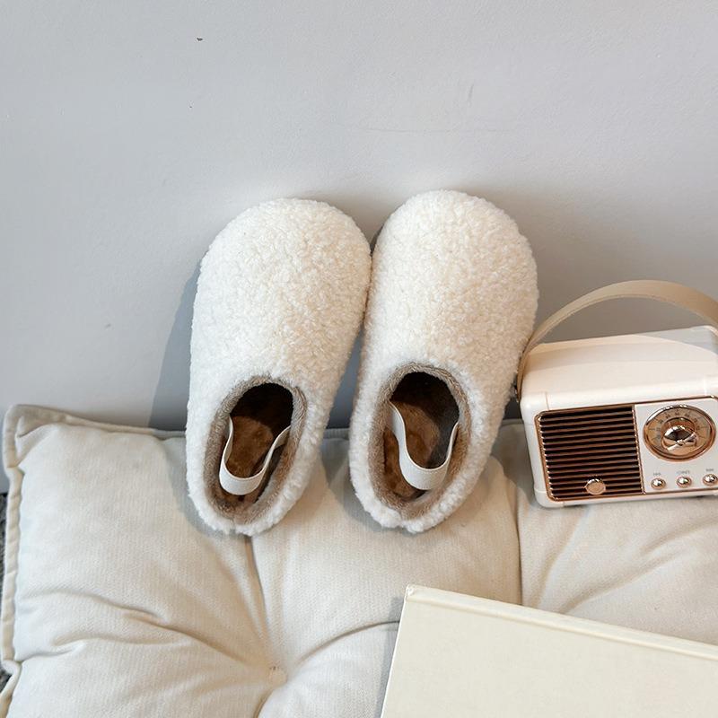 Children's Cotton Slippers Fleece Plush Shoes Girls Cotton Shoes New One-pedal Slippers Baby Classmate