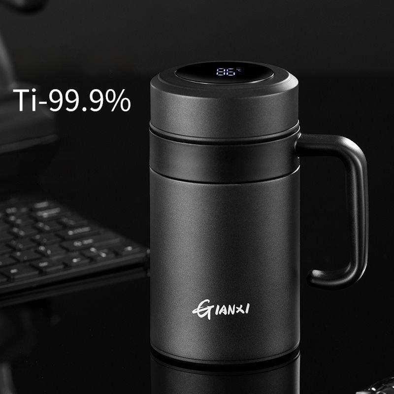 Pure Titanium Thermos Cup Tea Cup Tea Separation Cup With Handle Large Capacity Men's Business Office Water Cup