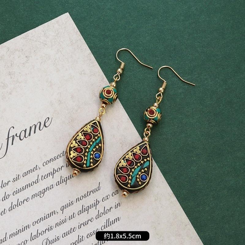 Retro niche design Nepalese exotic Tibetan earrings femininity simple personality handmade earrings