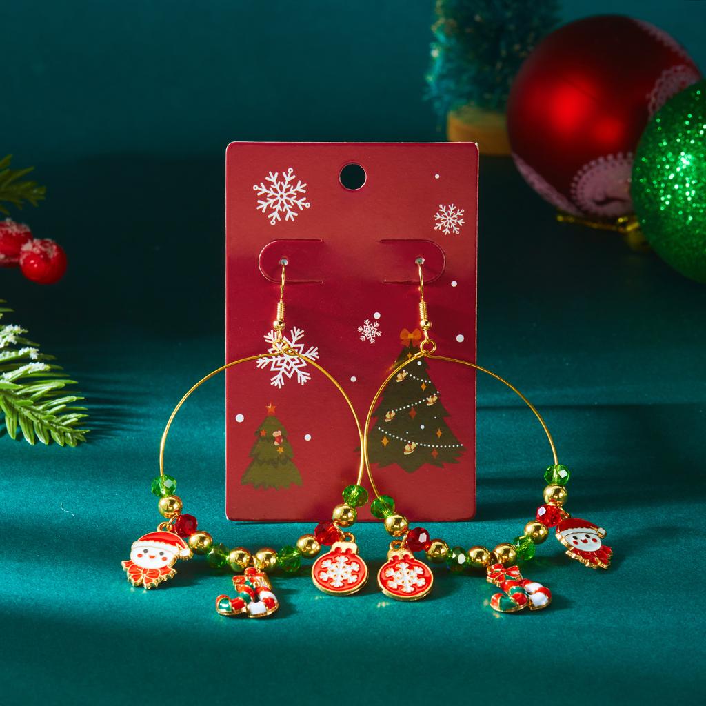 Shiny Christmas Earrings Drop Hoop For Women Santa Claus Xmas Tree Snowman Elk Snowflake Long Tassel Dangle Earrings Party Gift