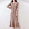 Women's 100% Wool Slimming Over-the-Knee Knitted Dress for Autumn/Winter